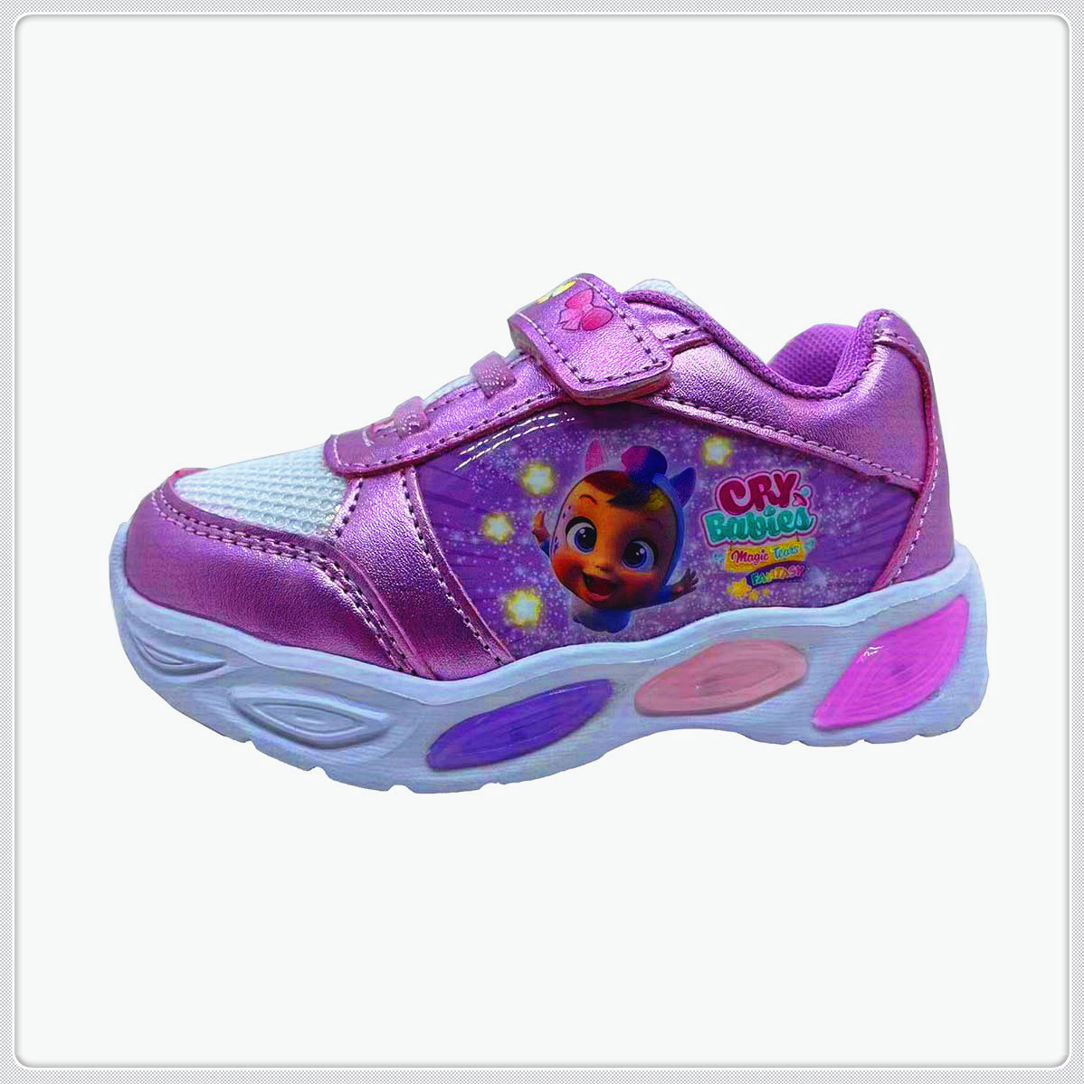 Kid Shoes, Sport Shoes, Children Shoes Mesh+PU with PVC Patch on Upper, PU Velcro EVA Outsole with lights