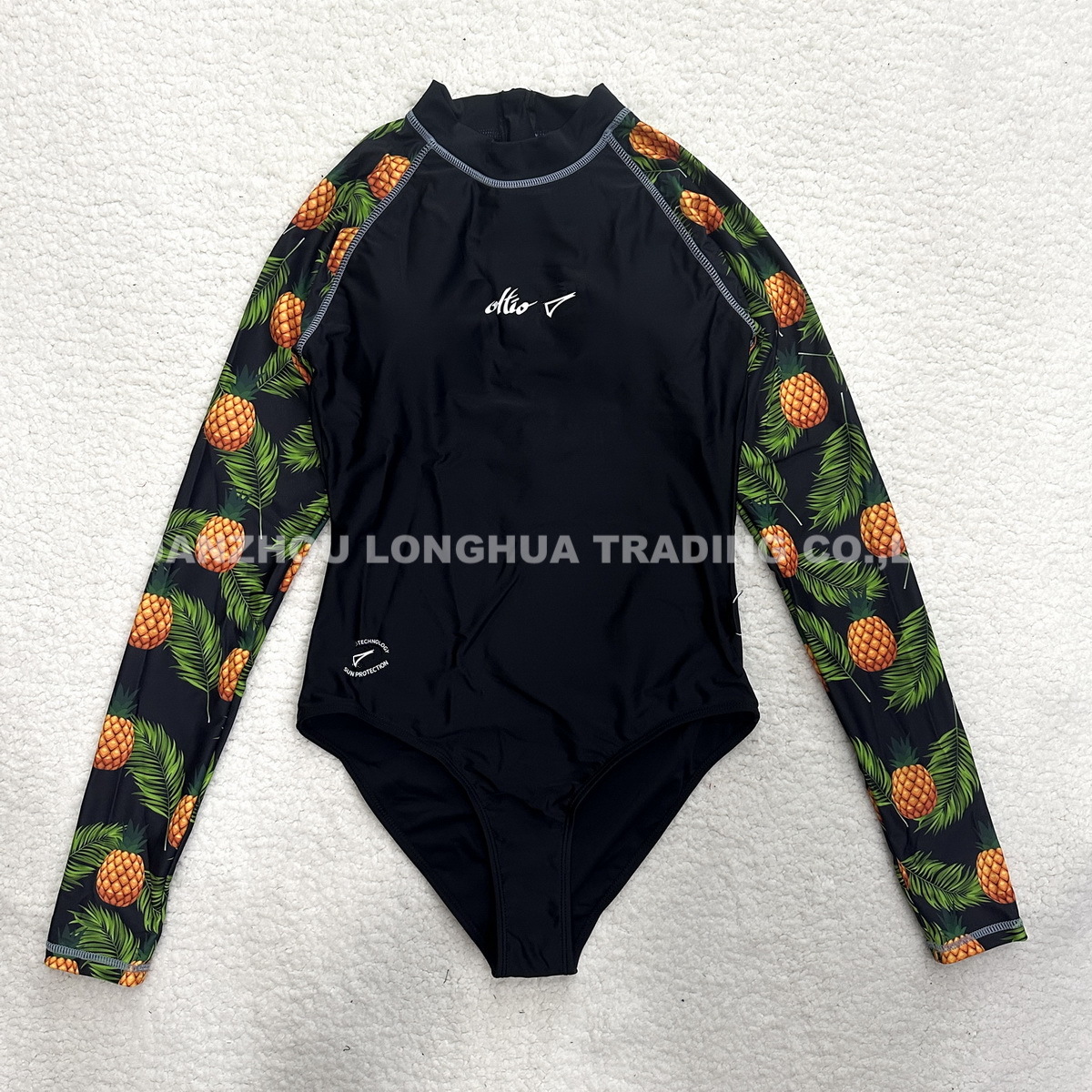 Women Long Sleeve One Piece Swimwear Zipper Surfing Swimsuit Bathing Suit