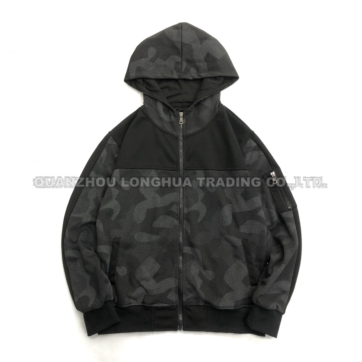 Men's Jacket Boy's Jacket Knitwear Jacket Polyester Fleece Tops Apparel Hoody Casual Coat Black Camo Print Fashion Clothing Winter Clothes with Sleeve Zipper Pocket