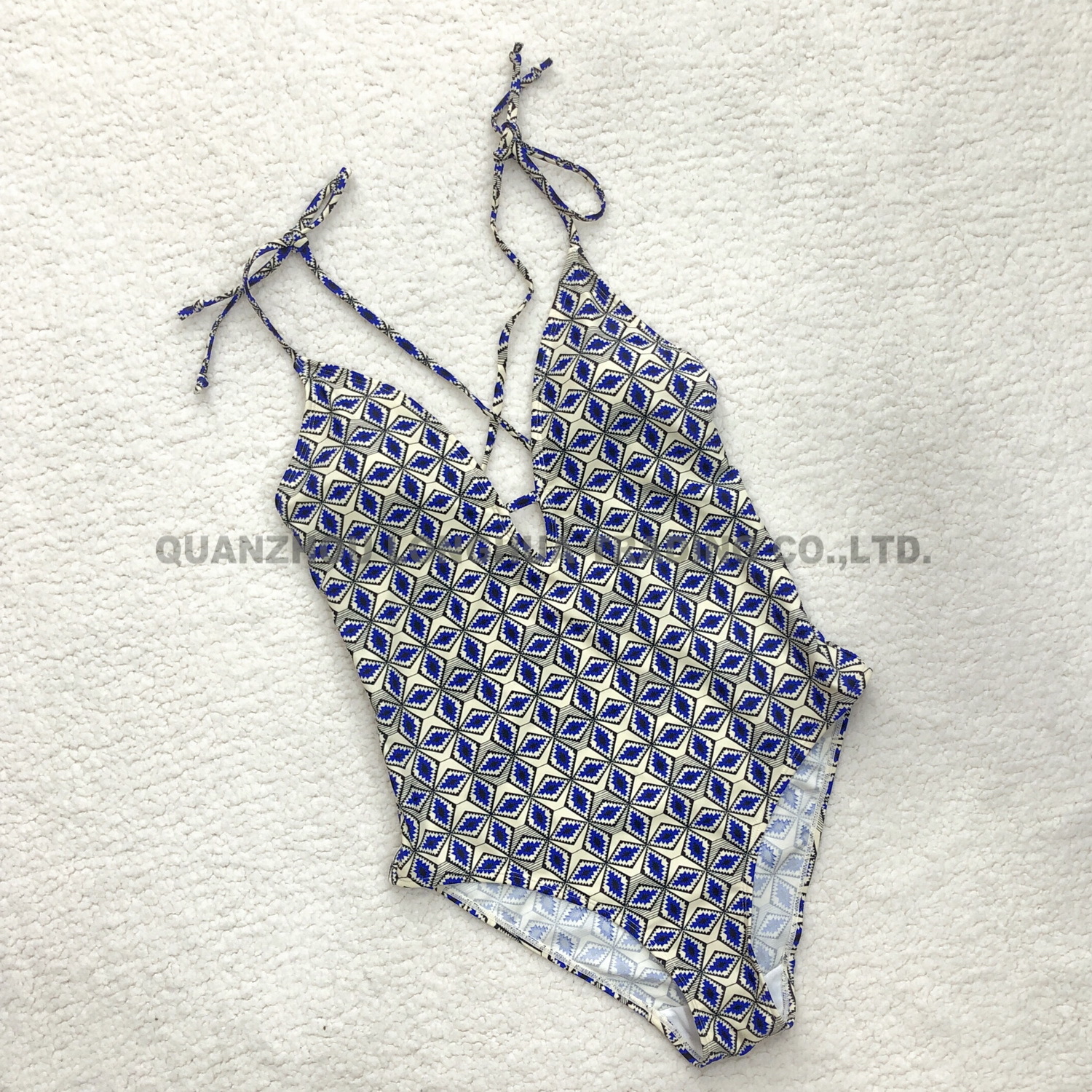 Women Girls Swimwear One Piece Backless V Neck Monokini with Strappy Swimsuit
