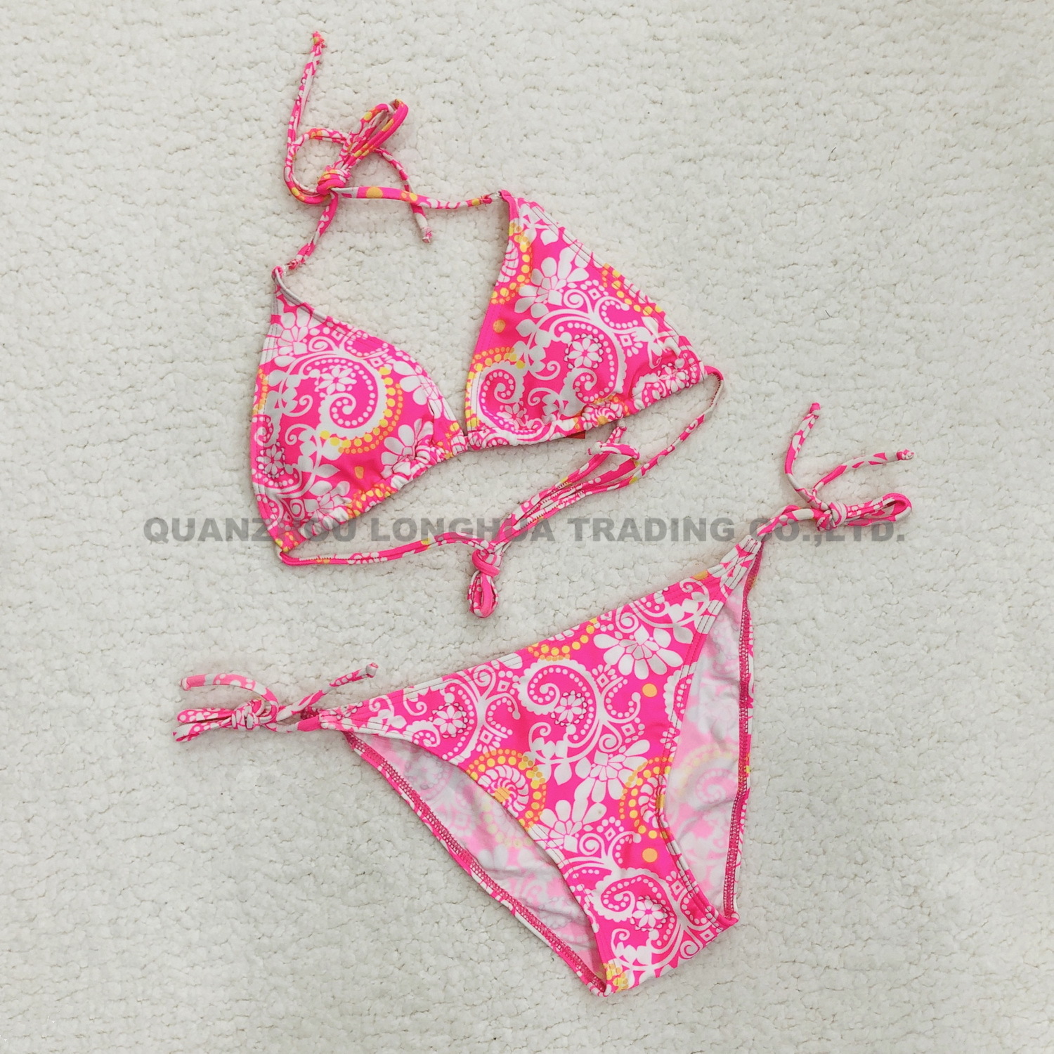 Women Girls Two Piece Bikini Set Triangle Tops Swimwear Strappy Swimsuit Nylon Spandex