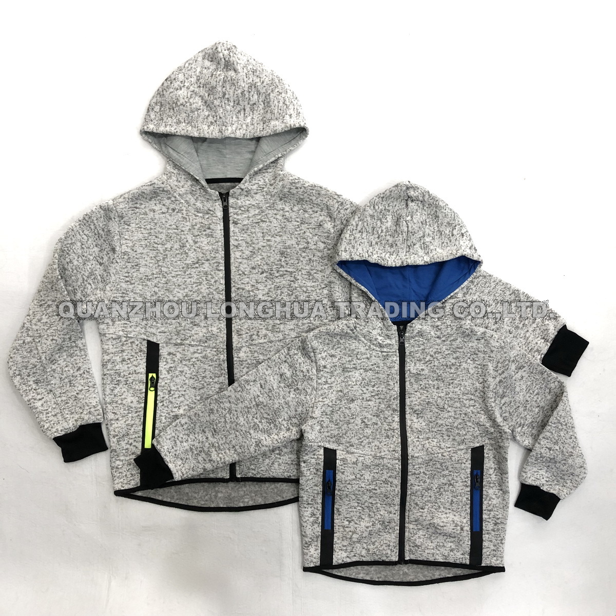 Men's Jacket Boy's Jacket Polyester Casual Fleece Tops Hoody Knitwear Jacket Texture Jacket with Contrast Color and Heat Seal Tape Fashion Clothing Sportwear Clothes Lt. Grey Apparel