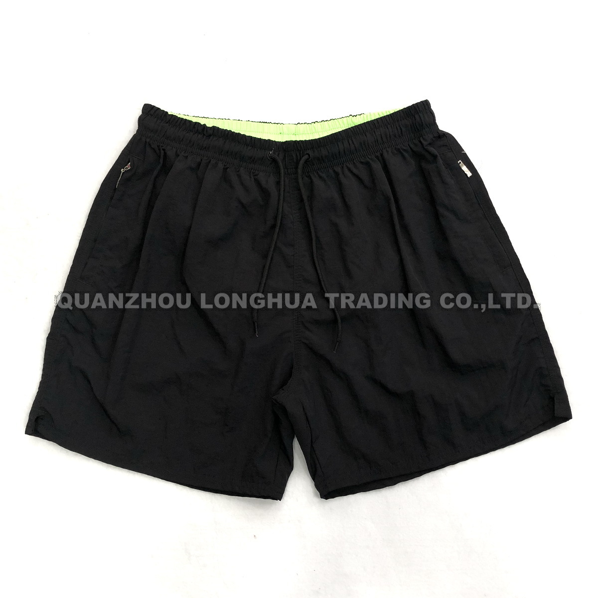 Mens and Boys Nylon Waterproof Swimming Wear Beach Shorts Board Shorts Black with Contrast Color Inner Waistband Apparel Trousers Kids Swim Wear Pants
