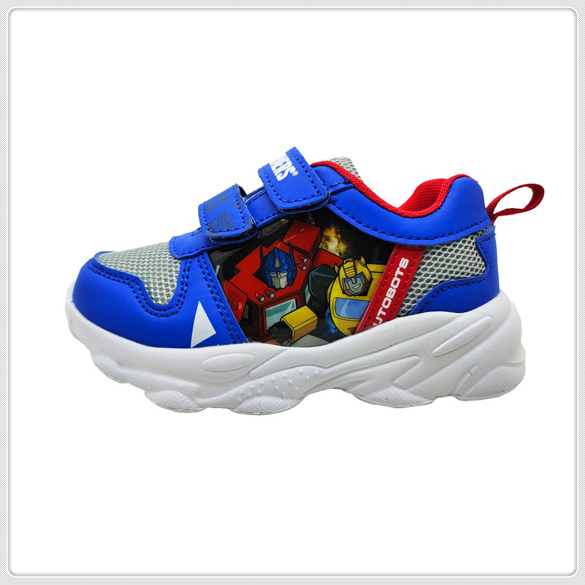 Kid Shoes Mesh+PU with PVC Patch on Upper, PU Velcro EVA Outsole