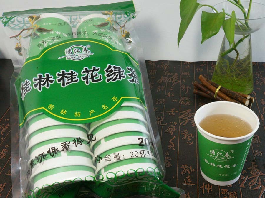 紙杯桂花綠茶