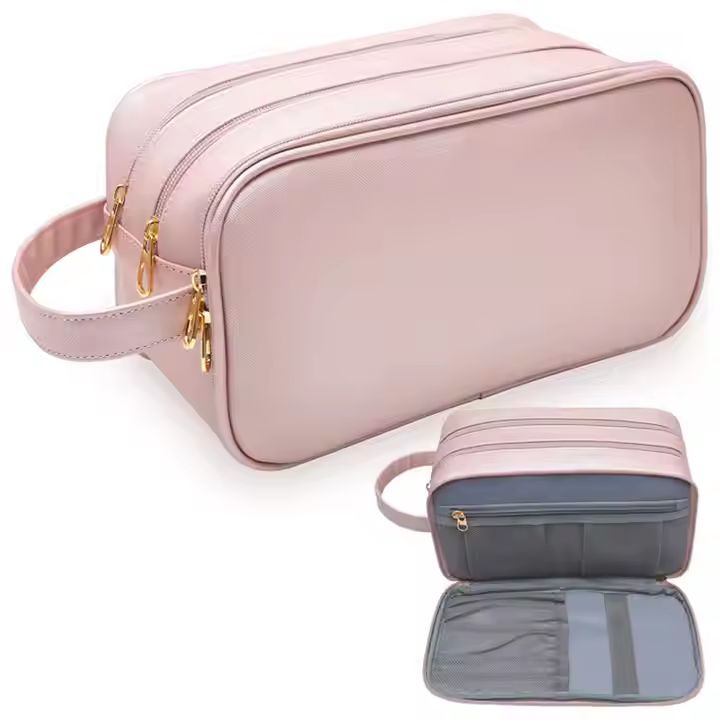 Waterproof Leather Cosmetic Makeup Organizer Travel Pu Cosmetic Bag