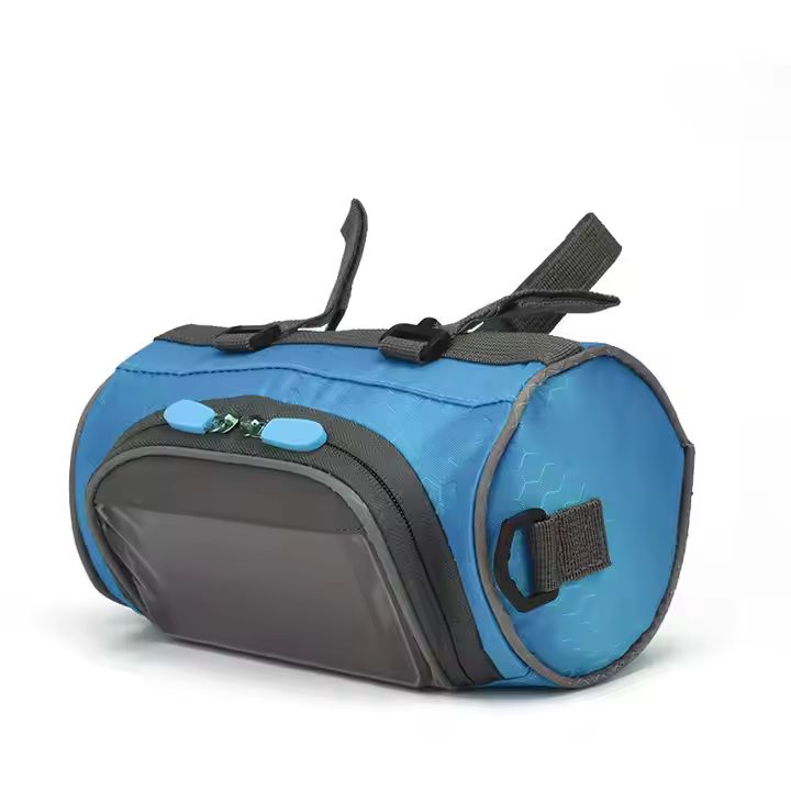 Waterproof Bicycle Bag With Touch Screen Design Offering Cylindrical Shape and Pvc Coating for Front Mount Use