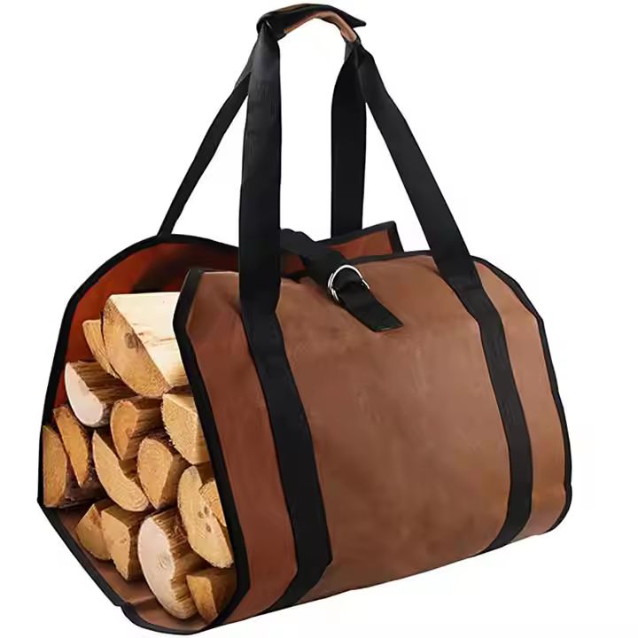 Heavy Duty Camping Picnic Canvas Firewood Storage Organizer Bag for Fireplace