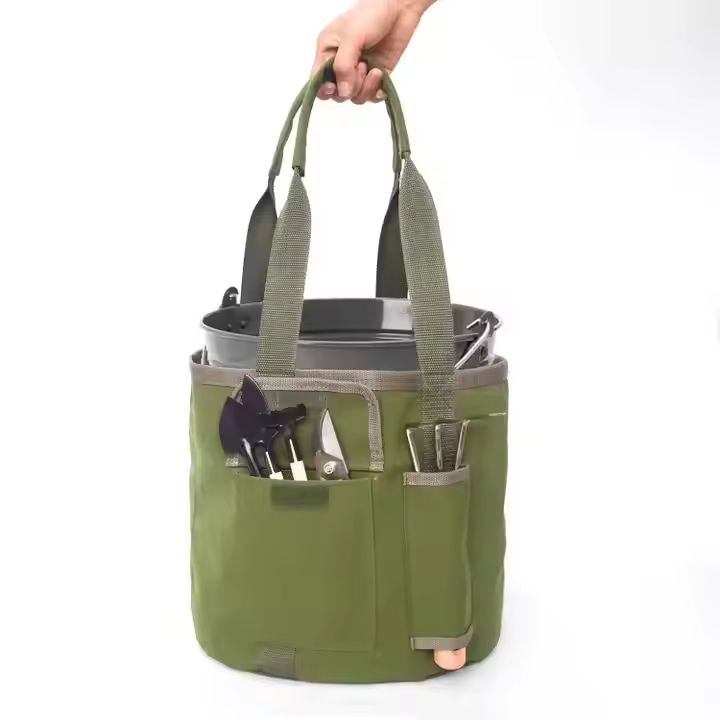Portable Folding Waterproof Durable Canvas Garden Bucket Tool Storage Bag
