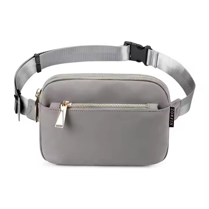 Adjustable Nylon Waist Bag With Zipper Featuring Stylish Design Ideal for Outdoor Exercise Travel Running and Cycling