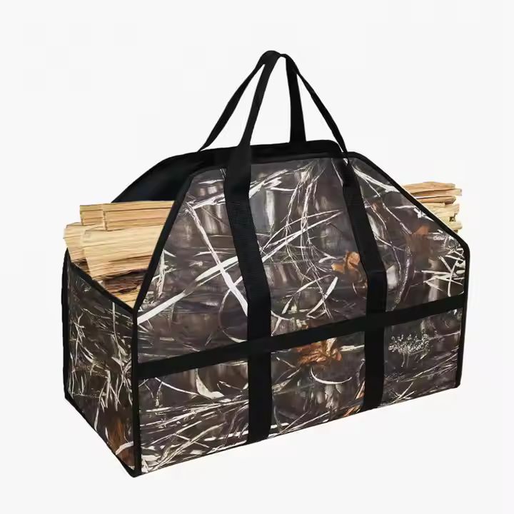 Large Capacity Outdoor Camping Polyester Oxford Log Carrier Manufactory Firewood Tote Bag