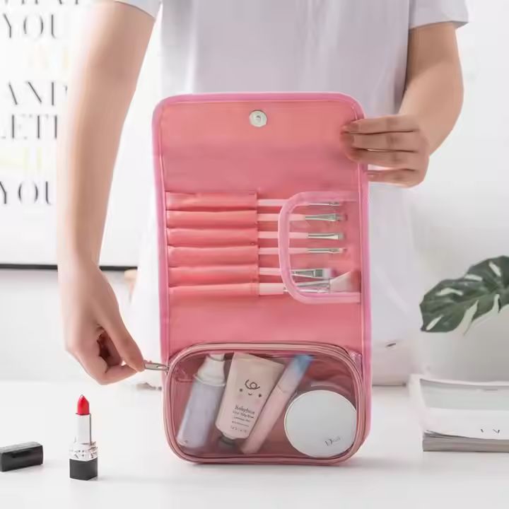 High Quality Makeup Bag Polyester Zipper Rose Gold Glitter