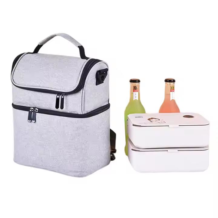 Promotional 600d Grey Insulated Lunch Travel Picnic Snack Thermal Bag