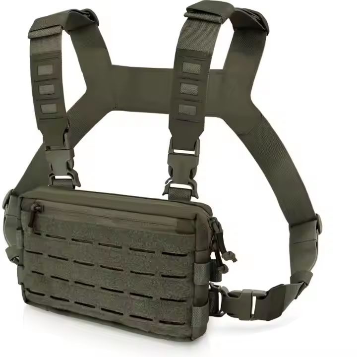 Men's Outdoor Tactical Chest Rig Pack Fashionable Waterproof Oxford Running Chest Bag with Zipper Closure