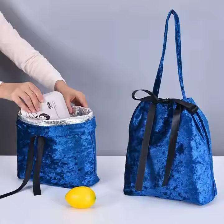 High Quality Promotional Fancy Folding Thermal Lunch Cooler Tote Drawstring Bag