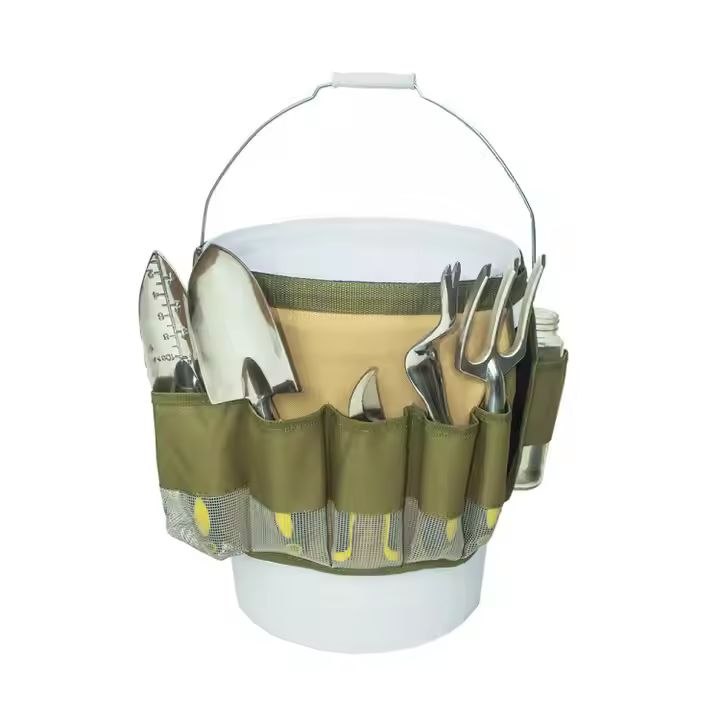 Heavy-Duty Oxford Work Tool Bag with Multiple Pockets Folding Garden Bucket Storage Bag