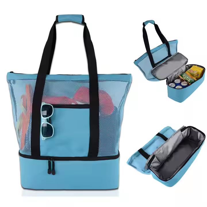 Portable Detachable Insulated Shoulder Tote Mesh Makeup Bag Travel for Women Men