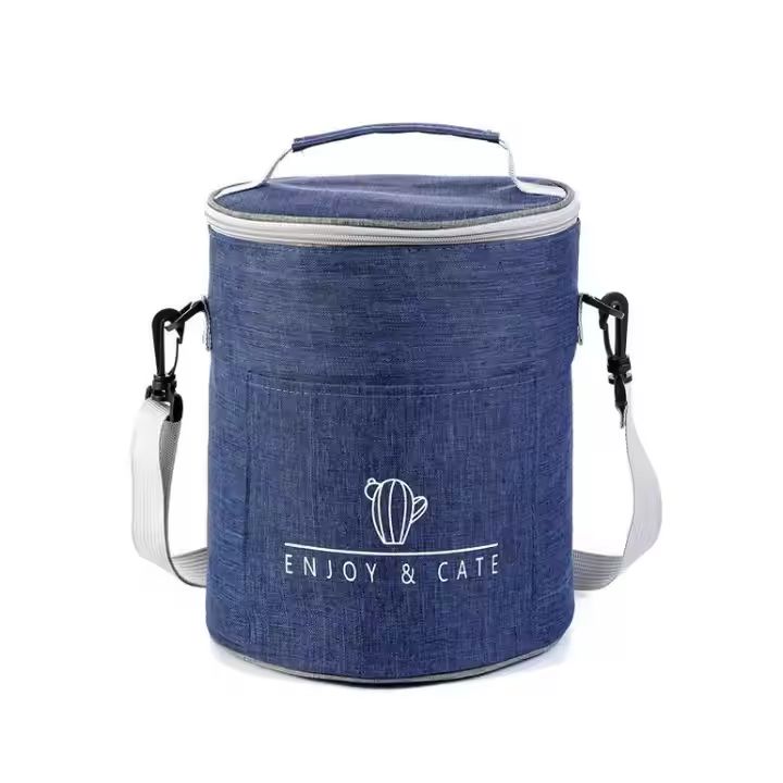 Print Multicolor Thermal Bag Round Durable Insulated Lunch Cooler Bag