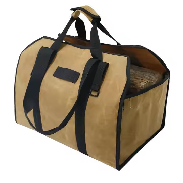 Heavy Duty Double Use Rolling Camping Waxed Canvas Log Firewood Carrier Tote Bag