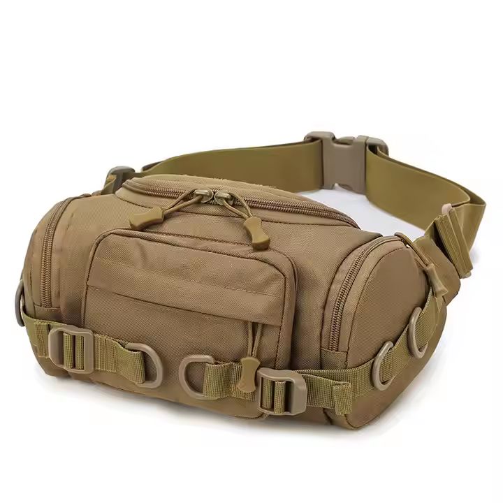 Unisex Practical Abrasion-Resistant Canvas Waist Bag Multifunctional Outdoor Cycling Sports Pouch Waterproof Zipper for Running