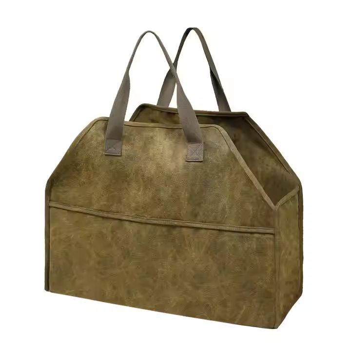 Extra Large Heavy Duty Outdoor Portable Firewood Storage Canvas Log Carrier Bag