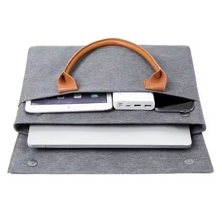 Multi Pocket Laptop Tote Bag Leather Business Men Briefcase