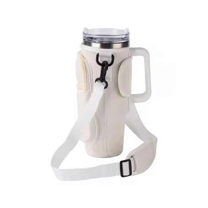 Portable Water Bottle Set With Shoulder Strap Made of Neoprene Ideal for Hiking and Outdoor Activities With Cup Holders