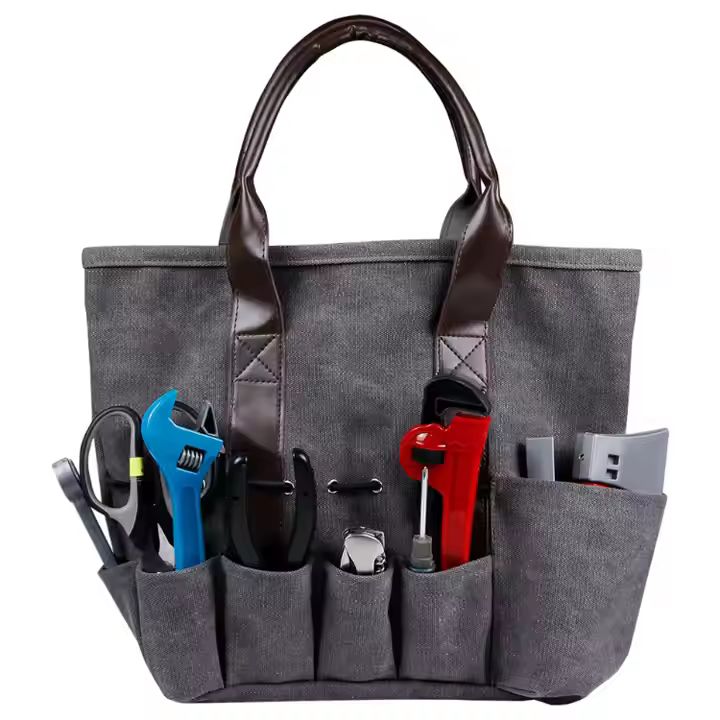 Large Capacity Canvas Storage Bag Multifunctional Waterproof Shoulder Garden Tool Storage Travel Use