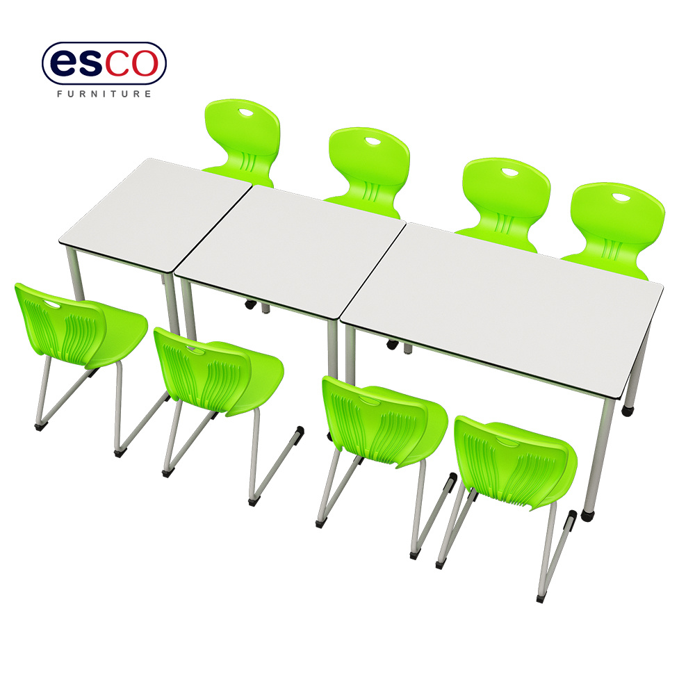Collaborative classroom furniture workstation desk and stackable plastic chair
