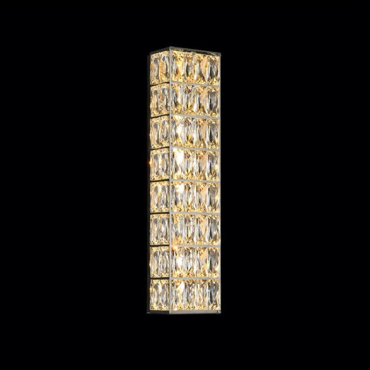 Modern luxury stainless steel vertical strip crystal wall lamp