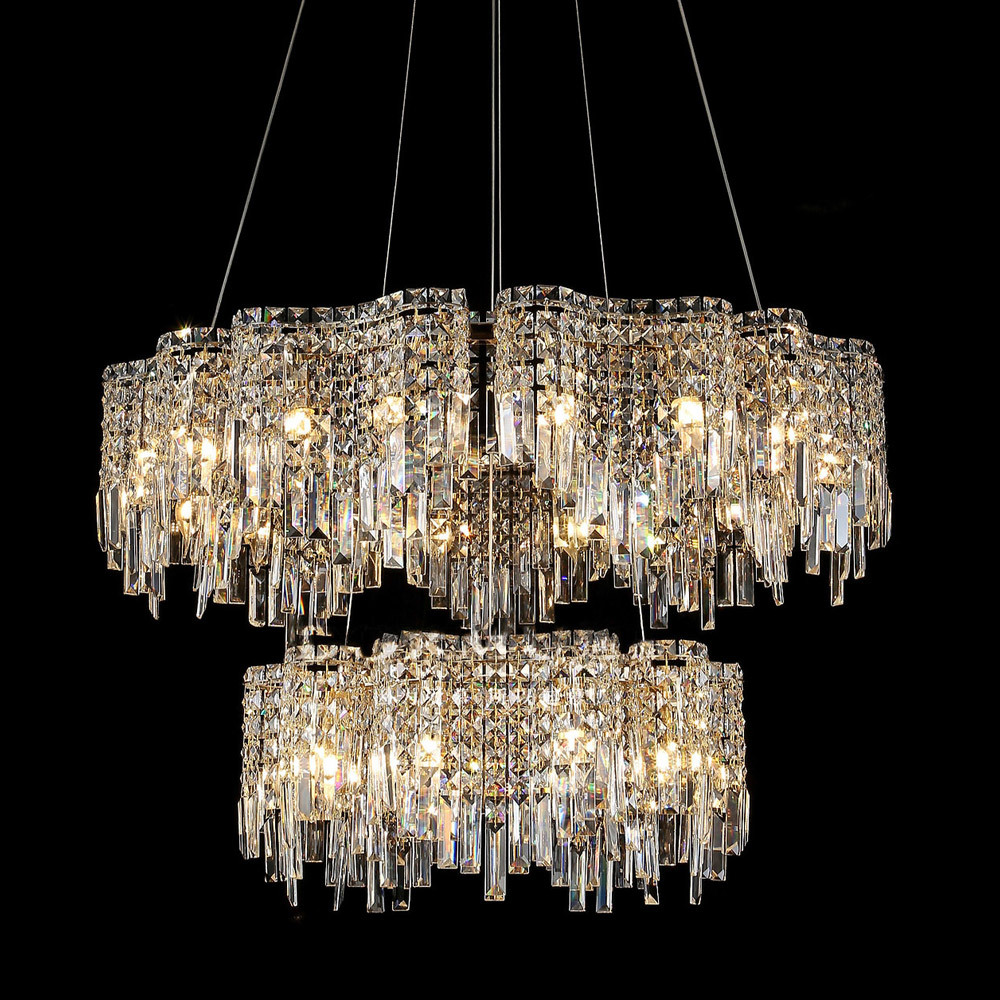 Modern double-layer design crystal chandelier for living room JYP915-D60+95