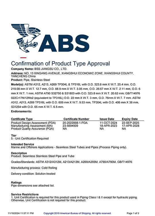ABS PDA Type Approval ABS PDA Type Approval