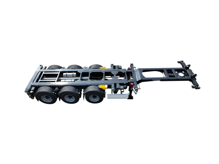 Tri-axle 20-45ft mid-rear retractable skeletal trailer