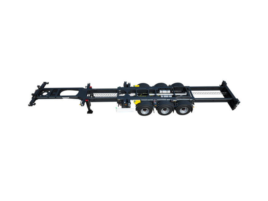 Tri-axle 20-45ft mid-rear retractable skeletal trailer