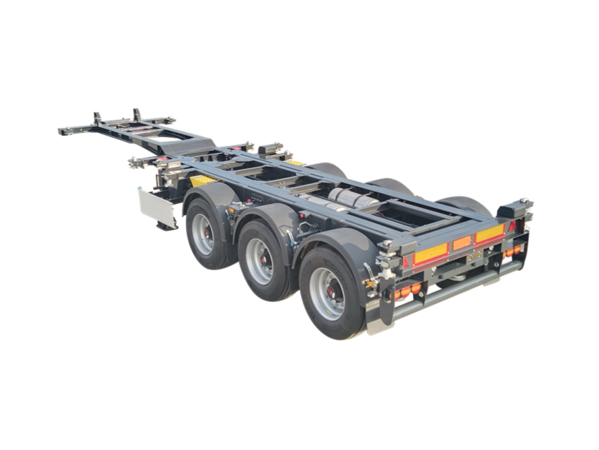 Tri-axle 20-45ft mid-rear retractable skeletal trailer