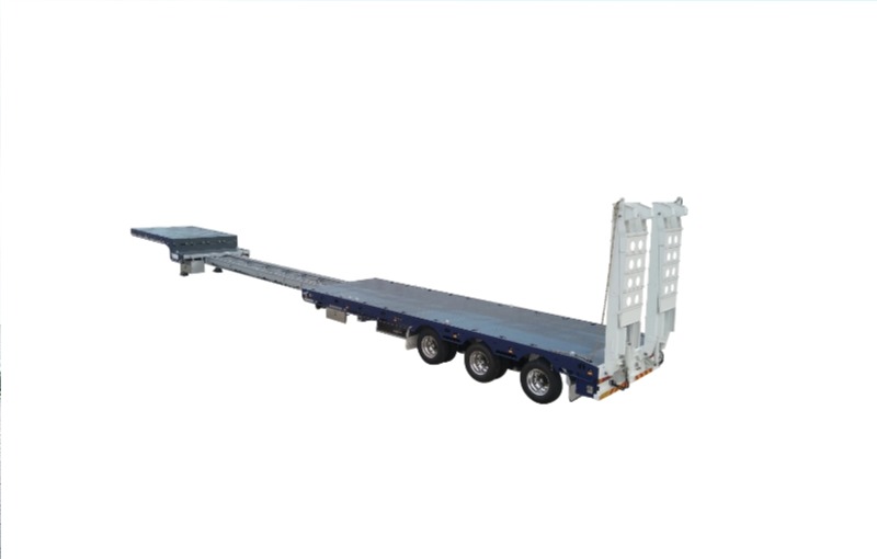 Semirremolque cama baja extensible de 3 ejes delantero y trasero