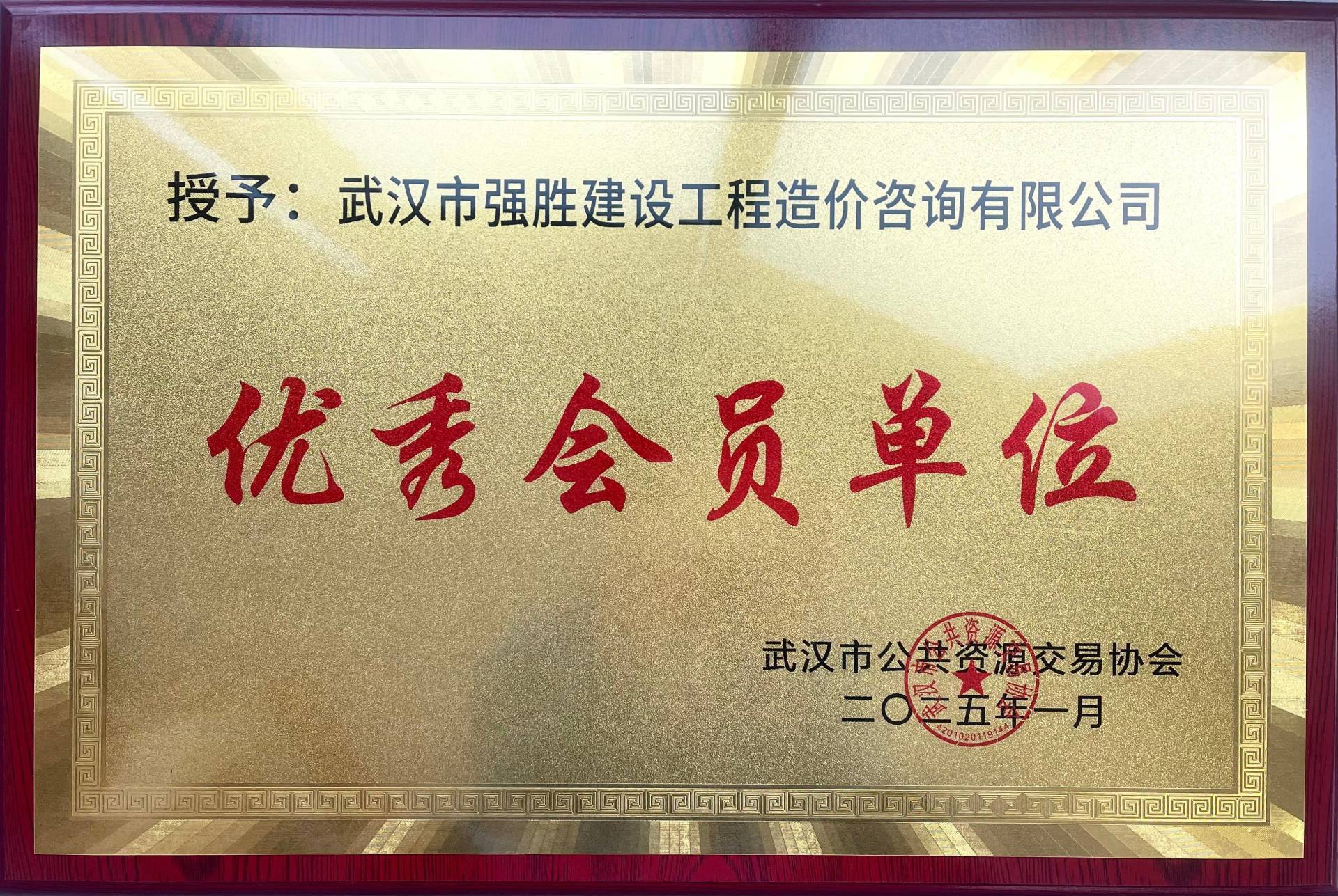 武漢市公共資源交易協(xié)會(huì) “優(yōu)秀會(huì)員單位”