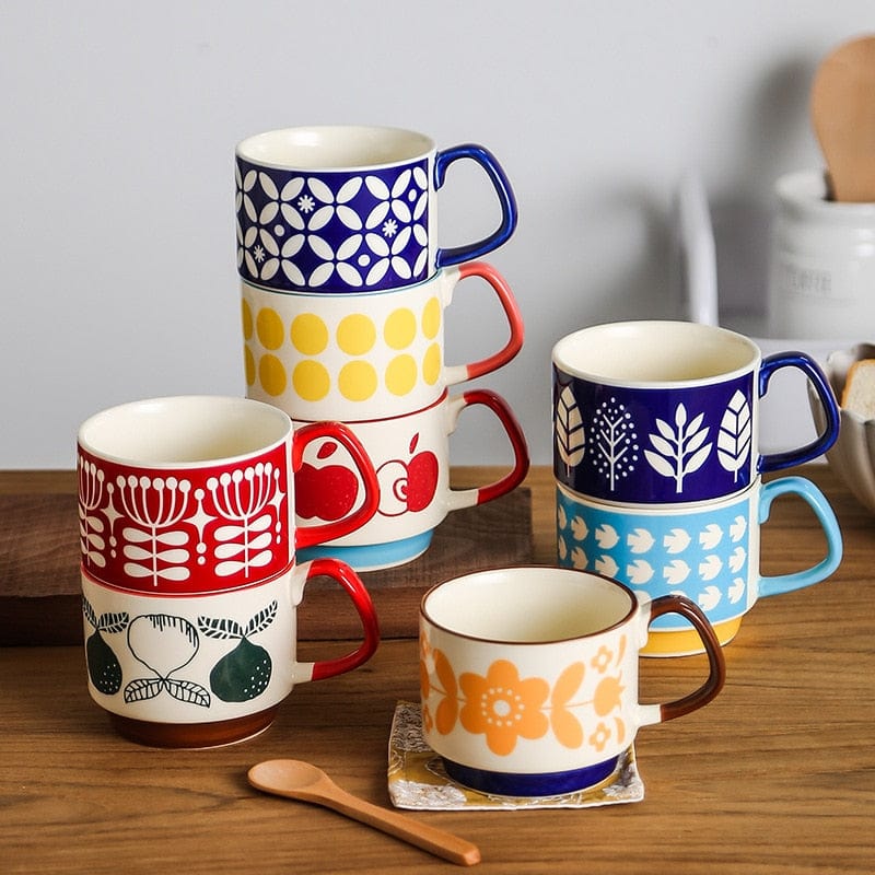 Mid Century Coffee Mugs Refined | Slim Coffee Mugs