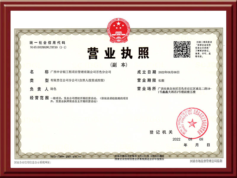 百色分公司营业执照（副本）