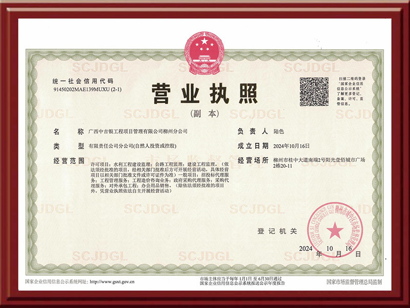 中吉银柳州分公司营业执照