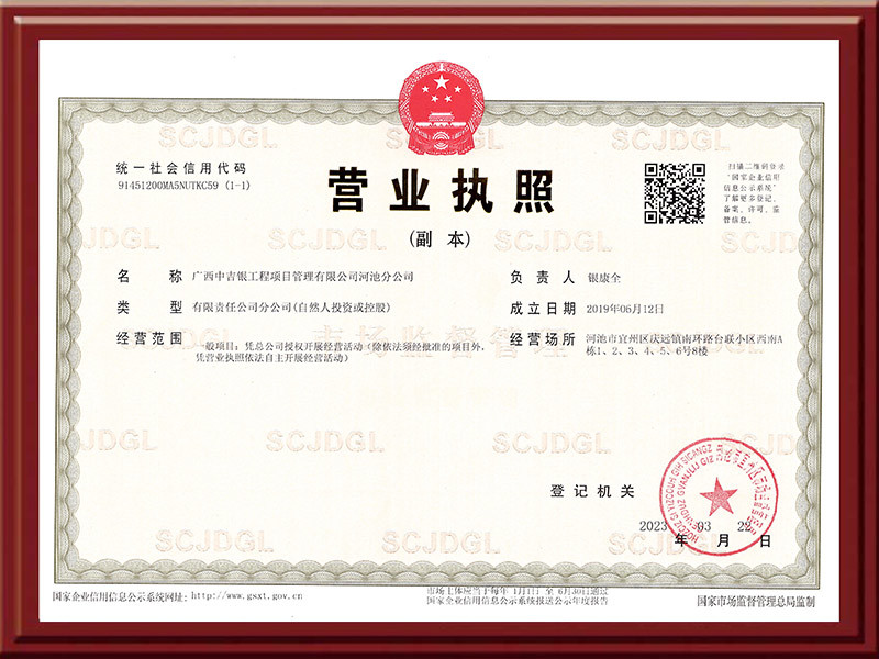 河池分公司营业执照（副本）