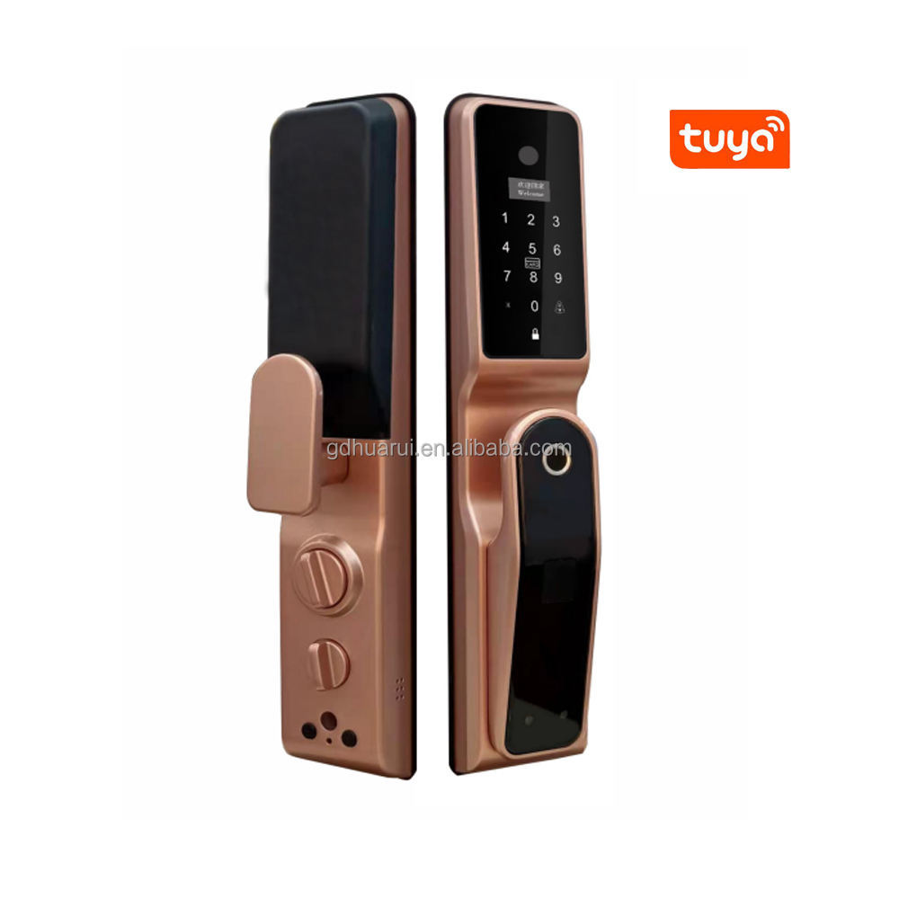 Huaruilock Tuya Wifi Biometric Fingerprint Handle Digital Electronic Smart Lock with Camera