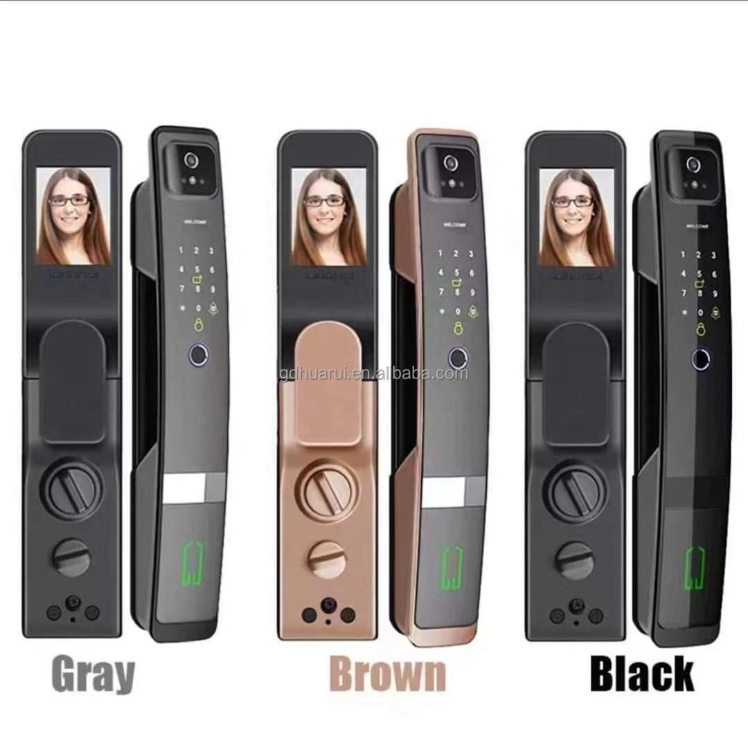 2024 Latest 3d Face Recognition 14 Language Biometric Fingerprint Tuya Smart Ttlock Wifi Camera Smart Door Lock OEM ODM Factory