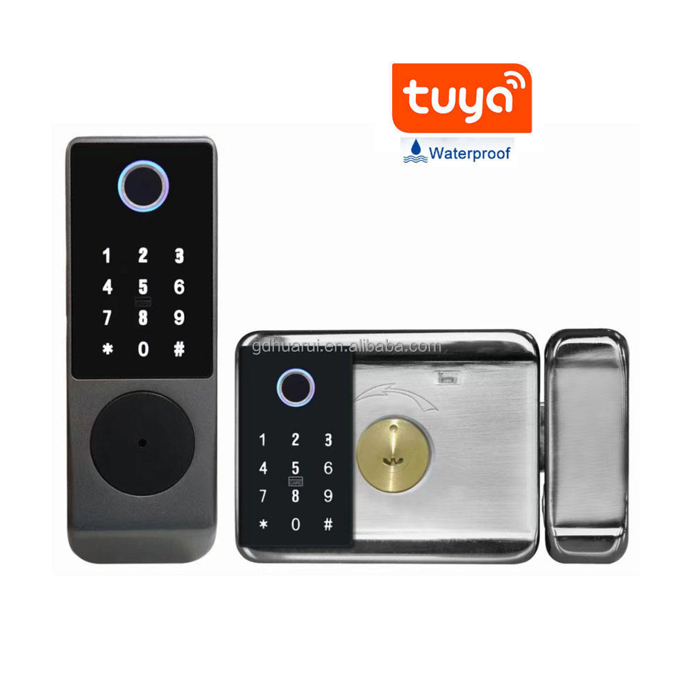Huaruilock Waterpoof Ip65 Fingerprint Dual Sides Smart Gate Lock Cerraduras Nfc Electronic Exterior With Tuya App TTlock