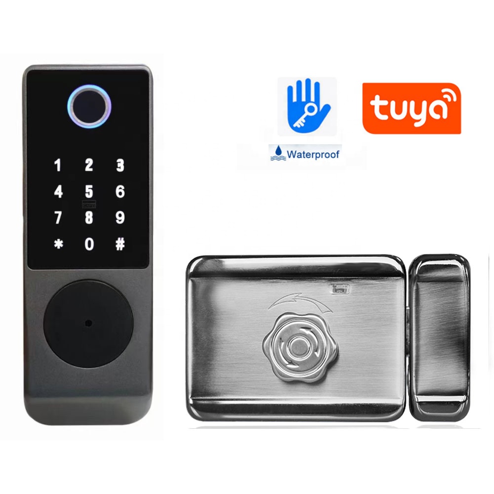 Huarui Ttlock Tt Lock Tuya Wifi App Waterproof Biometric Electronic Fingerprint RFID Remote Control Smart Digital Door Lock