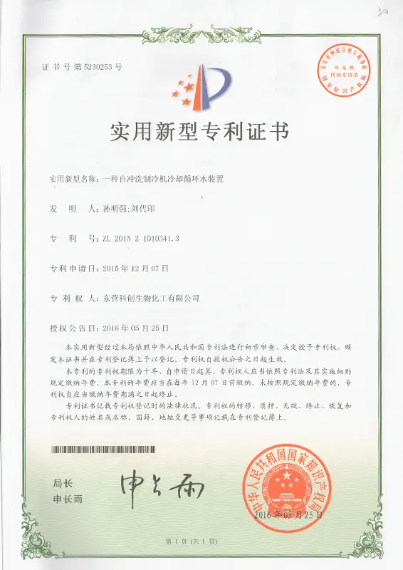 Utility model patent certificate Utility model patent certificate