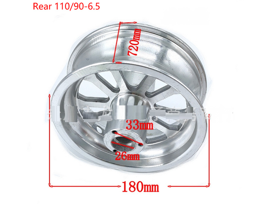 Pocket Bike Aluminum Wheel 110/50-6.5 and 90/65-6.5 Front and Rear Hub for Elepocket Bike 47cc 49cc