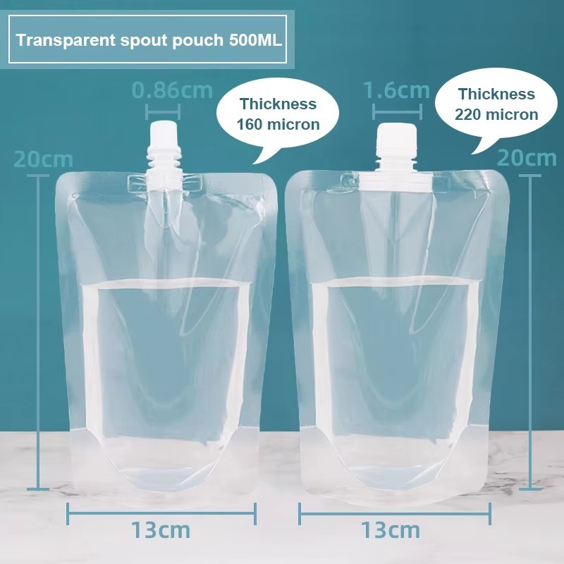 Transparent portable suction nozzle bag, liquid water bag, disposable beverage bag, traditional Chinese medicine liquid sub-bag, soy milk self-loading vertical packaging bag