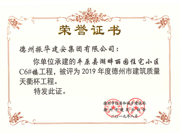 德州市建筑工程天衢杯
