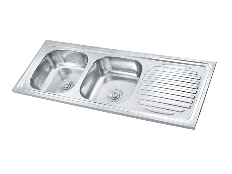 Fregadero de cocina de acero inoxidable Lavabo de doble tazón con tablero de drenaje